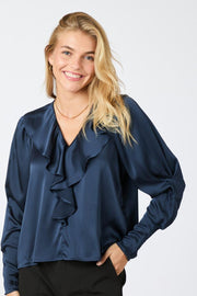 Sandie Sateen Blouse | Navy | Bluse fra Neo Noir