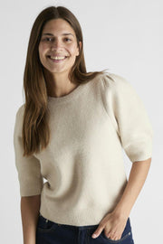 Martha Bow Knit Tee 162941 | Ivory | Strik fra Neo Noir