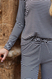 Liberté, Natalia Ls Boxy Blouse - D. Brown Creme Small Stripe
