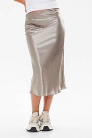 Satin Skirt | Desert Taupe Metallic | Nederdel fra Freequent
