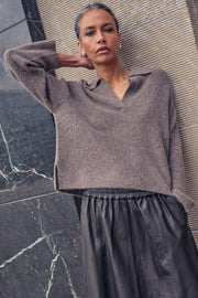 Thora Aidy Polo Knit | Falcon | Strik fra Mos Mosh