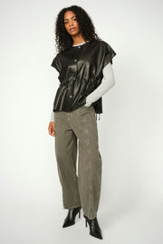 Aylin Leather Vest | Black | Vest fra Mos Mosh
