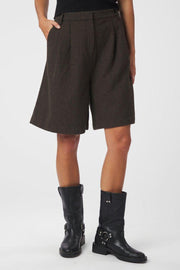 Nika Mini Check Shorts | Brown Melange | Shorts fra Neo Noir