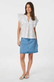 Jayla Embroidery Top | White | Bluse fra Neo Noir