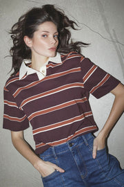 Augusta Stripe Polo Tee 33175 | Winered | T-Shirt fra Co'couture