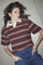 Augusta Stripe Polo Tee 33175 | Winered | T-Shirt fra Co'couture