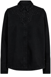 Evira Deco Denim Shirt  | Black | Skjorte fra Mos Mosh