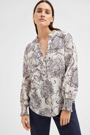 Carmen shirt | Blue Night Leaves Print | Skjorte fra Gustav