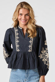 Ginia Emb Blouse 164393 | Navy | Bluse fra Neo Noir