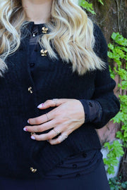 Fro O Neck Cardigan | Black | Strik fra Liberté
