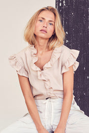 Sueda Frill Top | Bone | T-Shirt fra Co'couture