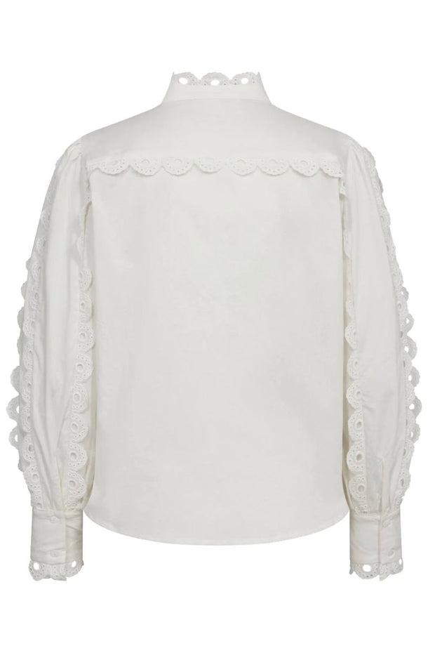 Vega Cotton Lace Shirt | White | Bluse fra Co'couture