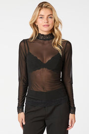 Liza Mesh Lace Blouse | Black | Mesh Bluse fra Neo Noir