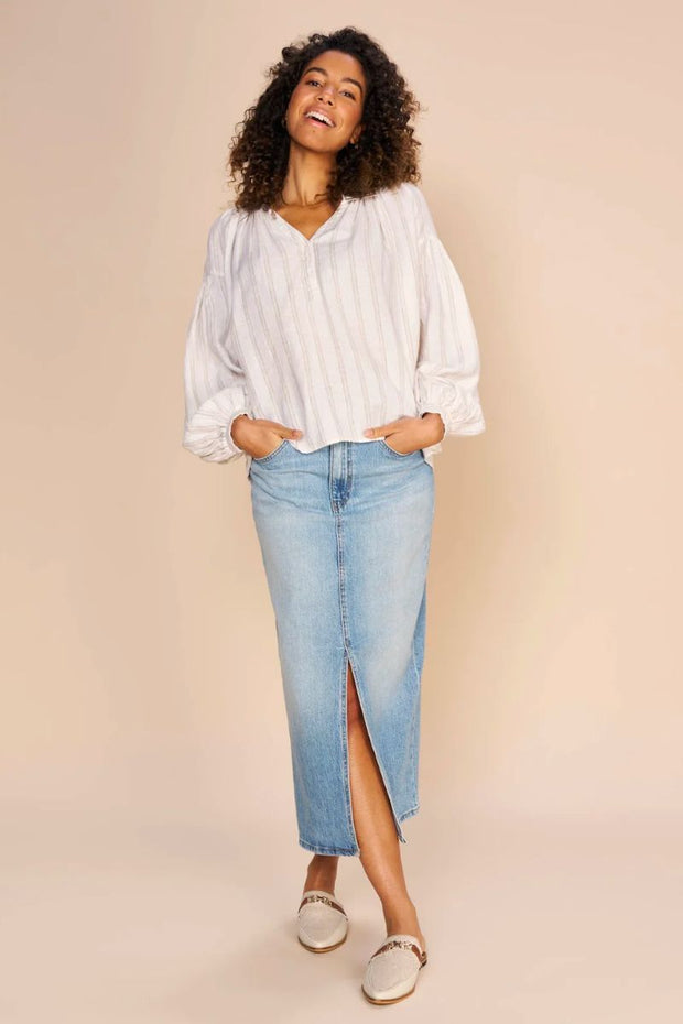 Safi Striped Linen Shirt | Ecru | Skjorte fra Mos Mosh