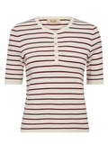 Aliz Caliz Stripe SS Knit | Cabernet | Strik fra Mos Mosh