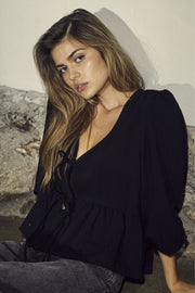 Sueda Tie LS Blouse 35321 | Black | Skjorte fra Co'couture