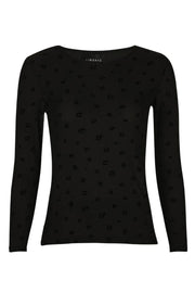 Mesh Ls Tshirt | Black Flock Leo | Bluse fra Liberté