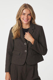 Waed Mini Check Blazer | Brown Melange | Blazers fra Neo Noir