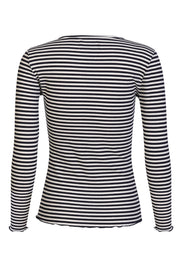 Natalia Ls Round Neck Blouse | Navy Creme Gold Stripe | Bluse fra Liberté