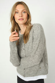 Almine Knit Cardigan | Grey Melange | Strik fra Mos Mosh