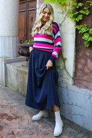Frede Long Skirt | Navy | Nederdel fra Liberté