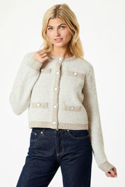 Vivia Knit Cardigan | Beige Melange | Cardigan fra Neo Noir