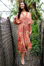 Luna Kaftan Tie Dress | Pacifique Orange | Kjole fra Black Colour