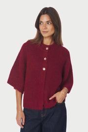 Benuta Fluffy Knit Cardigan | Dark Red | Strik fra Neo Noir