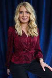 Tiki Ls Twist Blouse | Bordeaux | Bluse fra Liberté