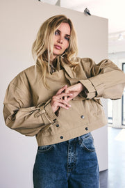 Francis Crop Cape Jacket 30272 | Khaki | Jakke fra Co'couture