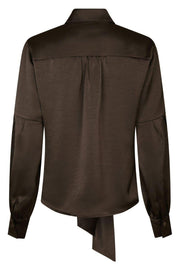 Naja Satin Shirt | Dark Brown | Bluse fra Neo Noir