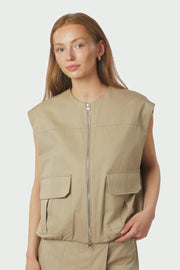 Flo Balloon Twill Vest | Taupe | Vest fra Neo Noir