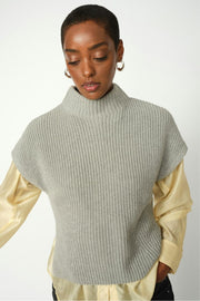 Biola Bine Knit Vest | Grey Melange | Strik fra Mos Mosh