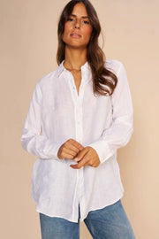 Karli Linen Shirt 160230 | White | Skjorte fra Mos Mosh