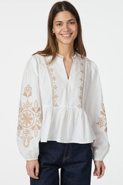 Ginia Emb Blouse 164393 | Off White | Bluse fra Neo Noir