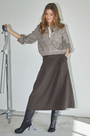 Luna Pocket Pleat Skirt 34222 | Dark Brown | Nederdel fra Co'couture