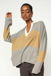 Wylie Tani Bold Stripe Knit | True Camel | Strik fra Mos Mosh