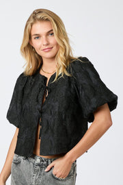 Aska Jacquard Blouse | Black | Bluse fra Neo Noir