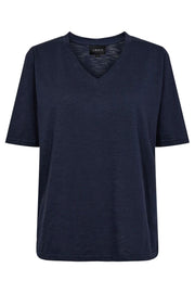 Ulla Ss Vneck Tshirt | Navy | T-Shirt fra Liberté