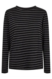 Ulla LS Stripe T-Shirt | Dark Grey Black Stripe | Bluse fra Liberté