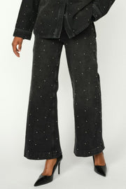 Dara Studs Jeans Regular | Dark Grey Denim | Jeans fra Mos Mosh