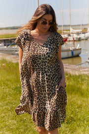 Sunrise Crop Lima Leo Dress 36538 | Khaki | Kjole fra Co'couture