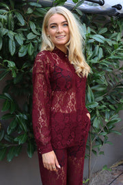 Lacy Ls Shirt | Bordeaux Lace | Skjorte fra Liberté