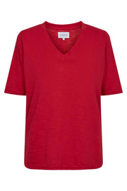 Ulla Ss Vneck Tshirt | Red | T-Shirt fra Liberté