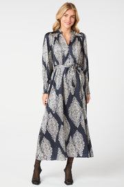 Novalee Paisley Drop Dress | Navy | Kjole fra Neo Noir