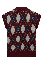 Row Check Vest 32213 | Winered | Strik fra Co'couture