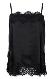 Evie Lace Strap Top | Black | Bluse fra Black Colour