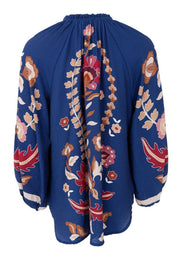 Marigold Blouse | Dk. Blue Flower | Bluse fra Black Colour