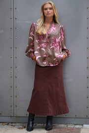 Charlotte Blouse 2856 | Green Brown | Bluse fra Prepair
