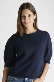 Martha Bow Knit Tee 162941 | Navy | Strik fra Neo Noir